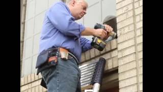 A heavy telescoping ladder that can be stored in small spaces