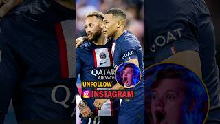 Neymar Mbappe Unfollow Each Other on Instagram❗️😱 #neymar #mbappe #shorts #viral #trending #fyp