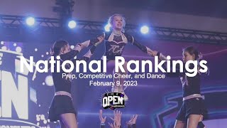 February 9, 2023 - National Rankings for Prep, Competitive Cheer, and Dance Divisions