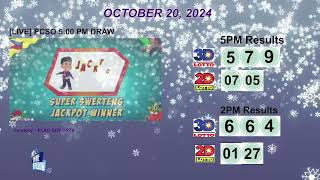 [LIVE] PCSO 5:00 PM DRAW - OCTOBER 20, 2024 LOTTO RESULTS