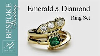 Emerald and diamond ring set