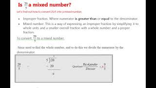 Is 20/5  a mixed number?