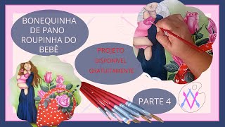 Pintura em tecido: Bonequinha de pano(pt4)roupinha do bebê