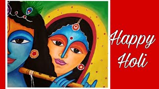 Holi Special Drawing/Radha Krishna Holi Drawing/Festival Drawing/Pastel Colours