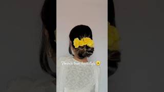 Flower bun hairstyle 🌼 #hairstyletutorial #explore #shortsvideo #shorts #traditonalhairstyle