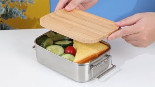 Nicety Eco-friendly 18/8 Stainless Steel Lunch Box with Bamboo Lid