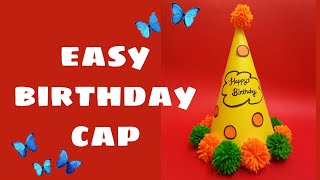 How To Make Birthday Cap At Home | DIY Birthday Cap Ideas | DIY Pom Pom Birthday Hat