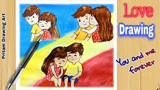 Romantic Couple Drawing | Valentine's Day Special Drawing | Propose day drawing