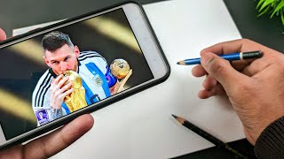 Lionel Messi Drawing | Outline Tutorial | World cup winner