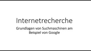 Internetrecherche - Infos (Google)