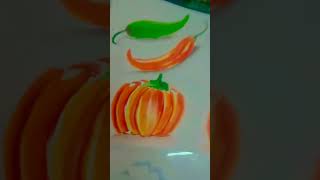 drawing red chilli green chilli and pumpkin #song #newsong #art #drawing #cutesong