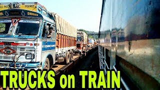 45 Heavy Loaded TRUCKS on 1 TRAIN | RORO Service | Konkan Railway | WDG4D | Mandovi Express