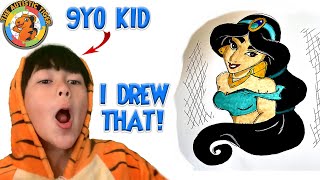 9yo Autistic Savant Draws - Jasmine | Aladdin