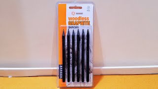 Unboxing and Review of Woodless Graphite Pencil Set for Drawing, Writing, Shading, Coloring, 6 Piece