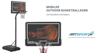 Mobiler Basketballkorb mit Standfuß & Rädern ARTSPORT