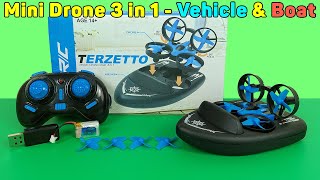 Mini Drone 3 in 1 - Vehicle, Drone And Boat, JJRC H36F TERZETTO  | Unboxing Review