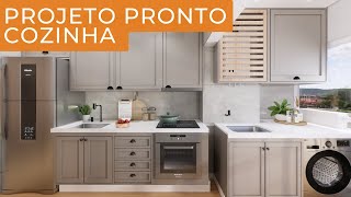 Tour cozinha pequena integrada com área de serviço│Medeiros│118 AC