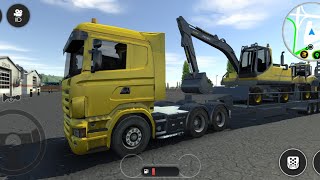 driving long trailer truck , excavator & loader gameplay - drive simulator 2020 - android gameplay