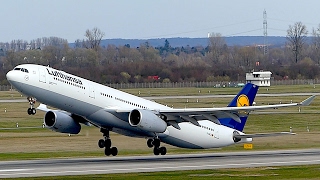 ✈Lufthansa Airbus A330-300 - takeoff at Düsseldorf Airport