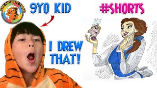 9yo Autistic Savant Draws - Belle and Chip | Beauty and the Beast #shorts