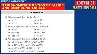 Trigonometry Lec 7 (Chap 5) || MSBTE Diploma || 1st Sem || Basic Mathematics || by Darshan Academy