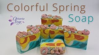 Colorful Spring Soap   – Soap making tutorial – SUBTITLED