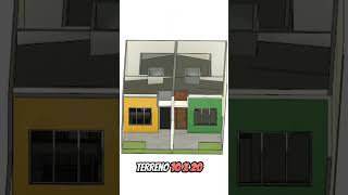 Projeto de casa geminada em 3D em terreno de meio lote 5x20 #shorts