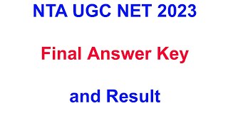 NTA UGC NET 2023 | Final Answer Key and Result of NTA UGC NET 2023 December Result aa gaya