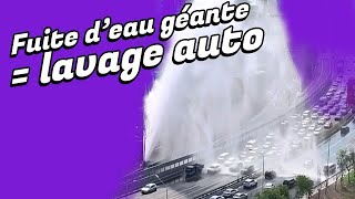 Une fuite d'eau géante sur l'autoroute !