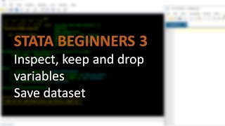 STATA BEGINNERS 3: Inspect, keep and drop variables, save dataset