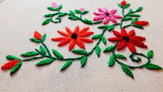 Hand Embroidery Lazy Daisy Stitch// Flower Designs...