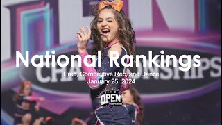 January 25, 2024 - National Rankings for Prep, Competitive Rec, and Dance