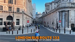 6AM Golden Hour Bus Ride: London Bus Route 133 from Streatham to Holborn with Upper Deck Views 🚌 🌅