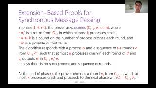 Extension-Based Proofs for Synchronous Message Passing