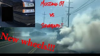 Mustang GT vs Silverado!!! (Truck gets some new wheels!!!)