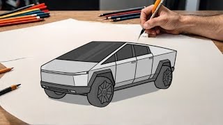 How to draw a TESLA CYBERTRUCK 2024/ drawing Tesla cybertruck step by step