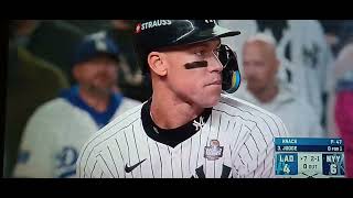 New York Yankees up-close - A  Judge and G  Stanton hit fly balls for outs, October 29, 2024