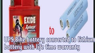 Convert Lead acid battery to Lithium battery for bike, UPS with Life time warranty.12volt 10Ah