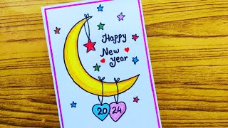 Happy new year drawing 2024/new year drawing easy/how to draw happy new year/new year greeting card