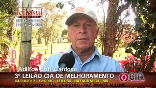 Convite 3º Leilão Cia Bataguassu - MS - Adilton Cardoso - Fazenda Segredo em Bataguassu, Ms