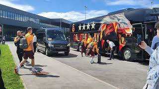 Football Team Galatasaray Turkey arrival Ljubljana Airport Slovenia. Champions League match