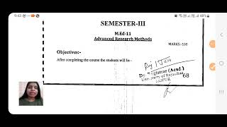 Advance research methods M.ed 3rd semester syllabus, Master of Education , M.ed 3rd Semester Classes