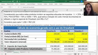 Exemplo de exercício Drawback