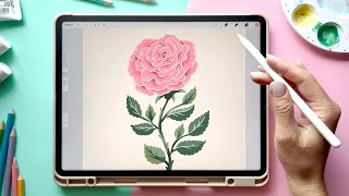 Drawing Flowers from References: Stylized Rose Illustration in Procreate