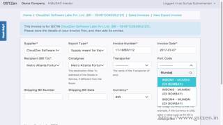 GSTZen - Creating a new Export Invoice