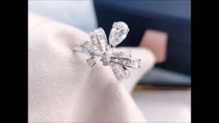 合計 約 0.82 ct メイン 0.5 ct D IF EX N GIA ダブル リボン 結び ＆ ペアシェイプ ダイヤモンド リング 上品 ゴージャス リング