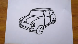 How to Draw Mini Cooper Sports Car || Easy Cars Drawing ||