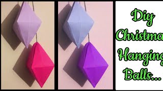 Diy Origami Christmas Ornaments||How to make Hanging Balls? Paper Folding||Paper Ball