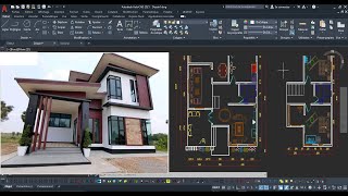 PLANS MAISON MODERNE AVEC AUTOCAD   PART 1