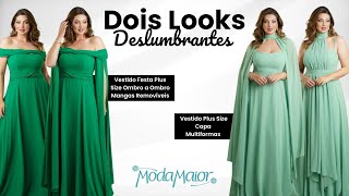 Dois Looks Deslumbrantes: Vestido Plus Size Capa Multiformas e Ombro a Ombro com Mangas Removíveis